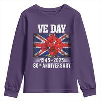 VE Day 80th Anniversary Youth Sweatshirt 2025 Celebration Union Flag Poppies WWII Remembrance