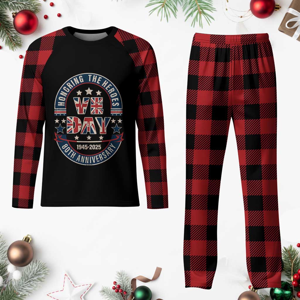 VE Day 80th Anniversary Plaid Pajama Set 2025 Patriotic WWII Remembrance Vintage - Wonder Print Shop