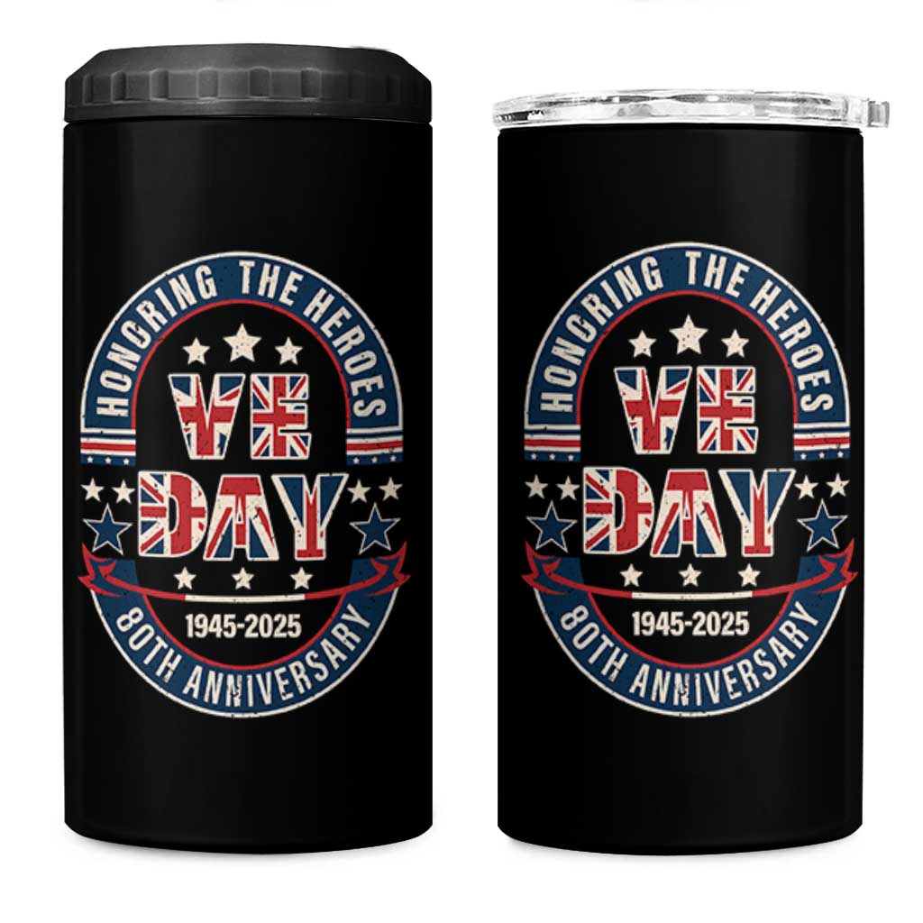 VE Day 80th Anniversary 4 in 1 Can Cooler Tumbler 2025 Patriotic WWII Remembrance Vintage