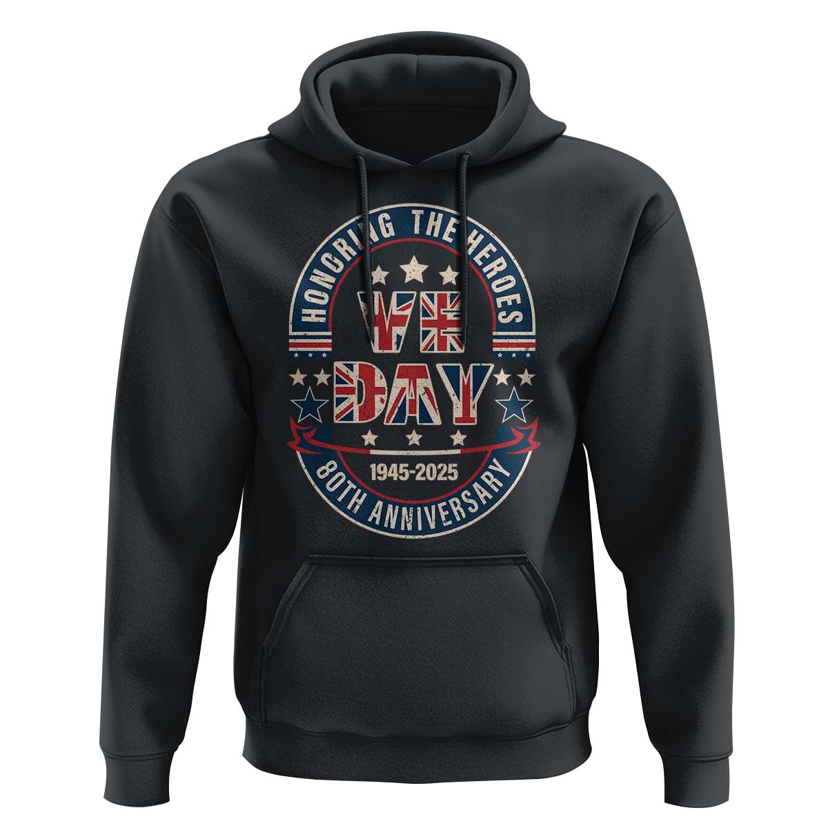 VE Day 80th Anniversary Hoodie 2025 Patriotic WWII Remembrance Vintage