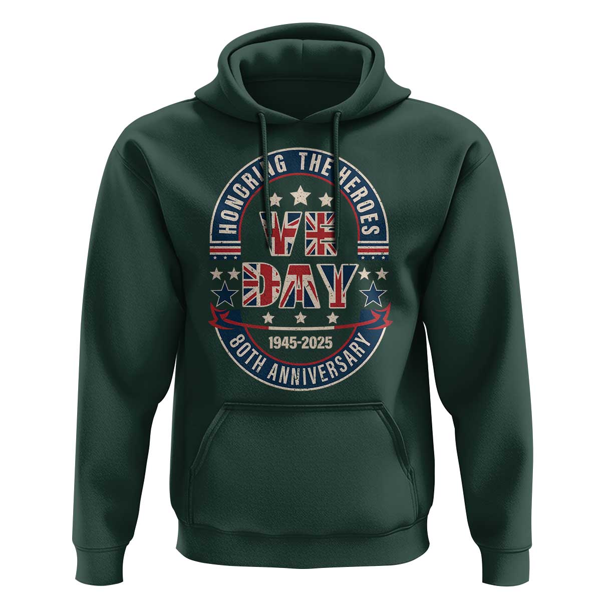 VE Day 80th Anniversary Hoodie 2025 Patriotic WWII Remembrance Vintage