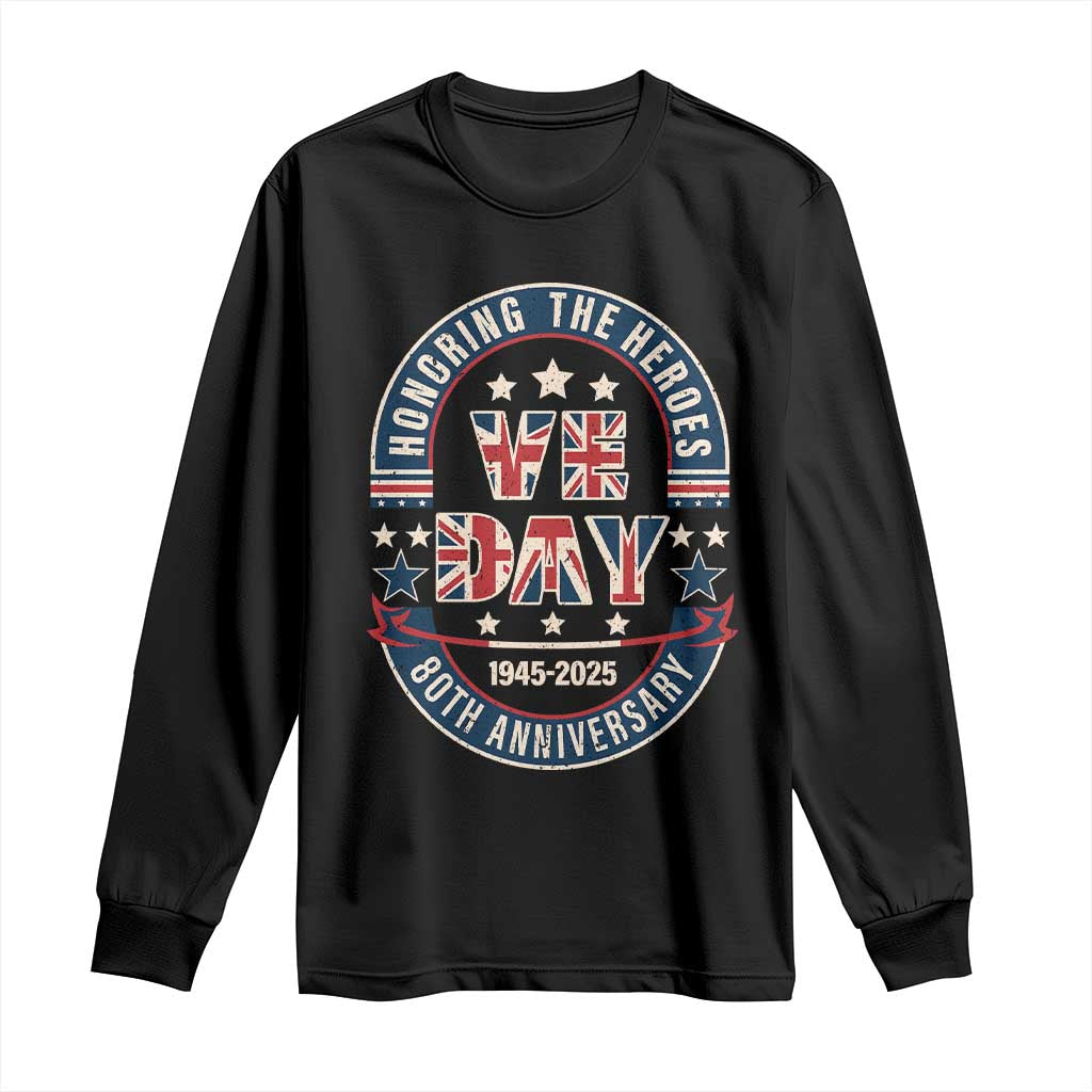 VE Day 80th Anniversary Long Sleeve Shirt 2025 Patriotic WWII Remembrance Vintage