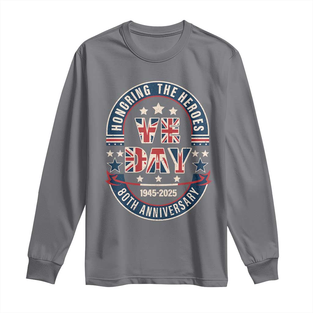 VE Day 80th Anniversary Long Sleeve Shirt 2025 Patriotic WWII Remembrance Vintage