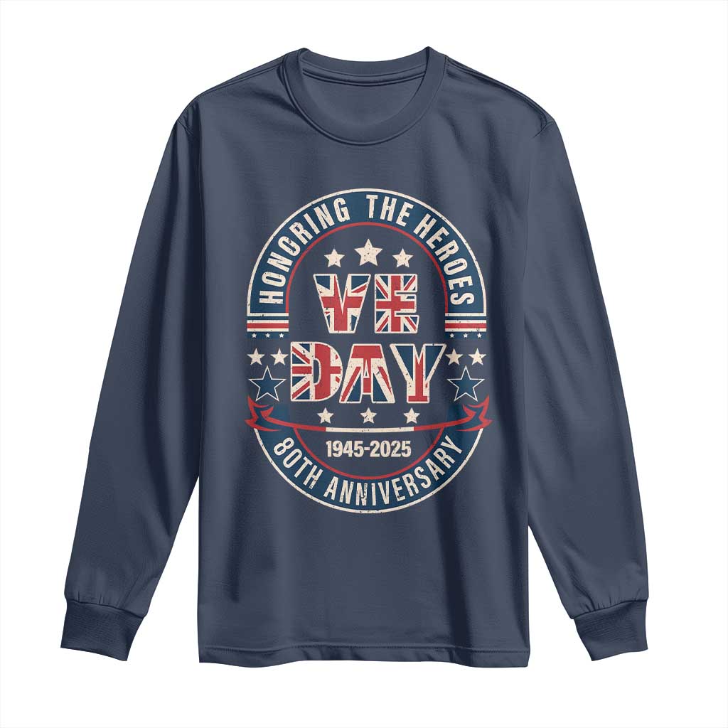 VE Day 80th Anniversary Long Sleeve Shirt 2025 Patriotic WWII Remembrance Vintage