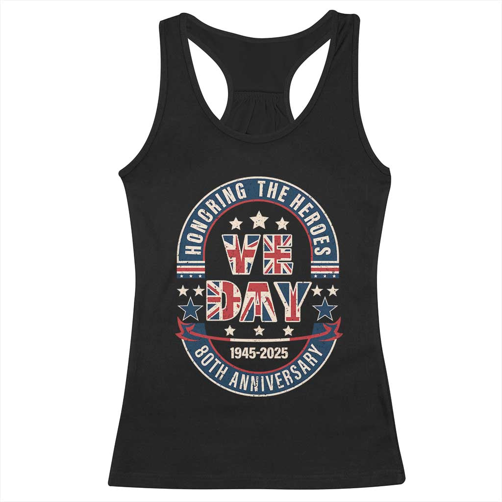 VE Day 80th Anniversary Racerback Tank Top 2025 Patriotic WWII Remembrance Vintage