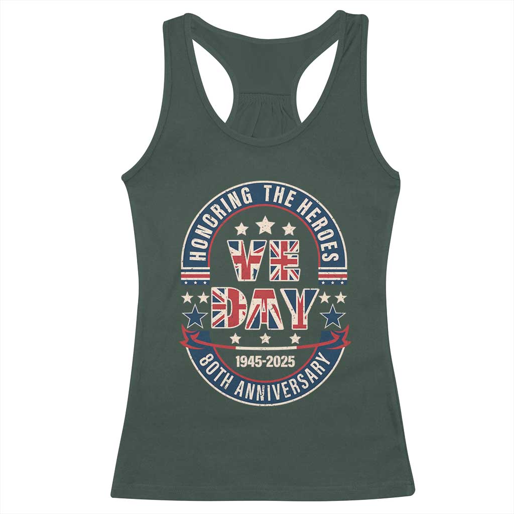 VE Day 80th Anniversary Racerback Tank Top 2025 Patriotic WWII Remembrance Vintage