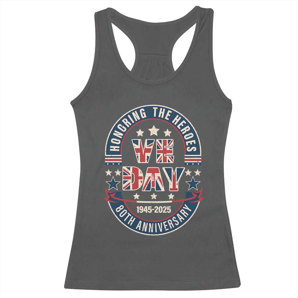 VE Day 80th Anniversary Racerback Tank Top 2025 Patriotic WWII Remembrance Vintage