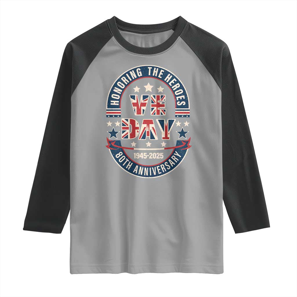 VE Day 80th Anniversary Raglan Shirt 2025 Patriotic WWII Remembrance Vintage