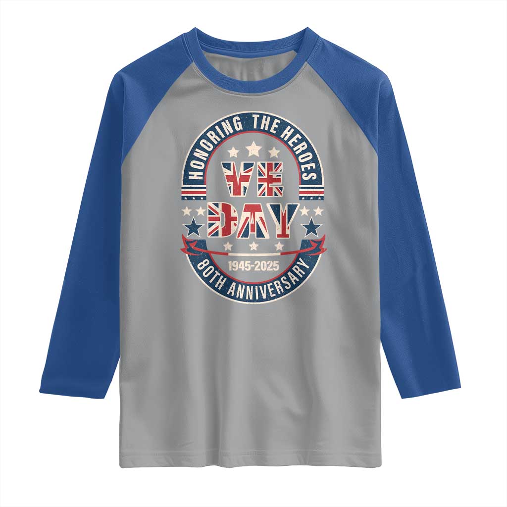 VE Day 80th Anniversary Raglan Shirt 2025 Patriotic WWII Remembrance Vintage