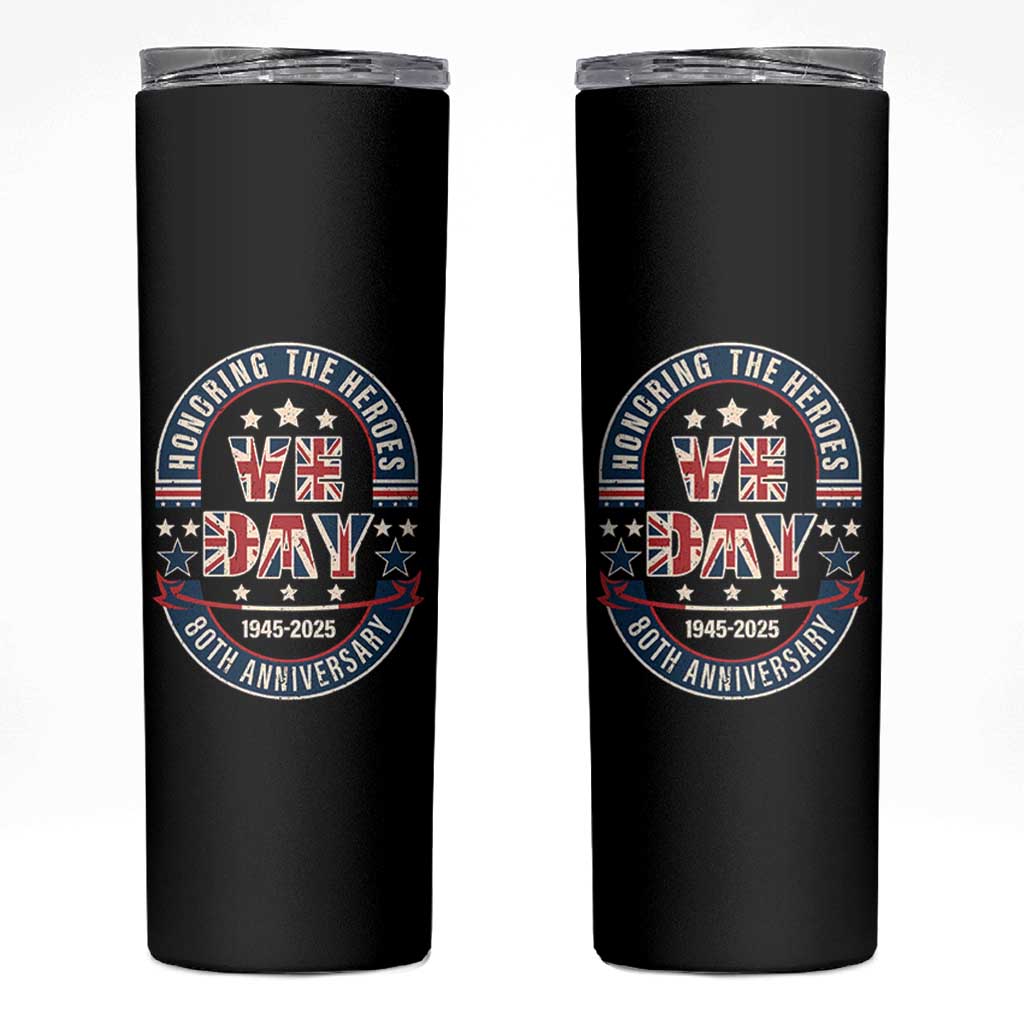 VE Day 80th Anniversary Skinny Tumbler 2025 Patriotic WWII Remembrance Vintage
