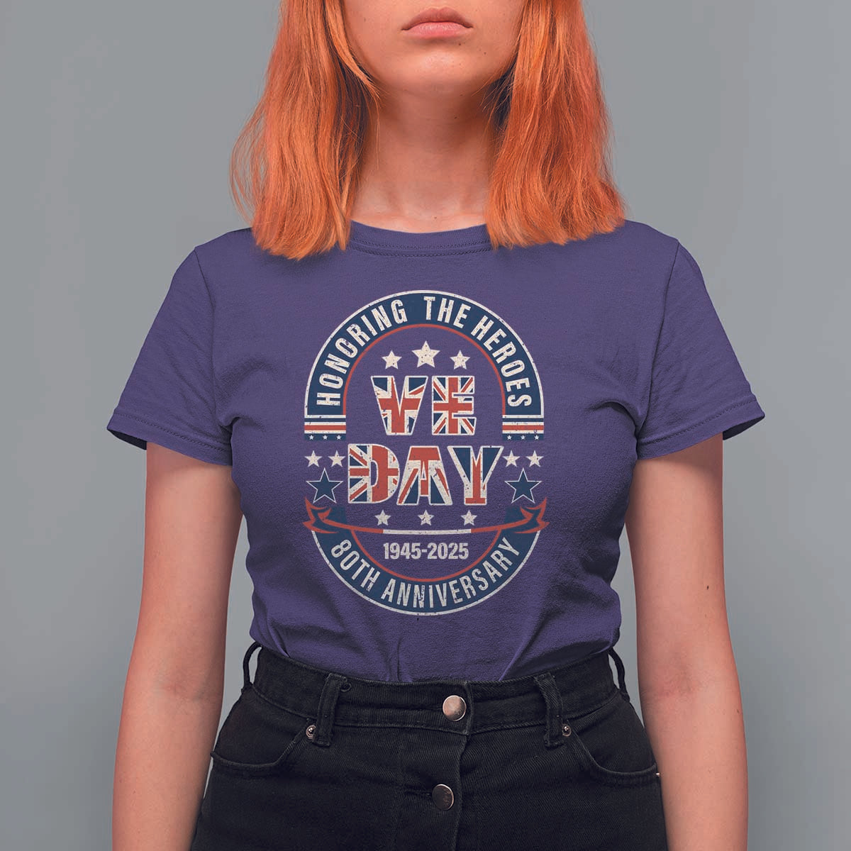 VE Day 80th Anniversary T Shirt For Women 2025 Patriotic WWII Remembrance Vintage