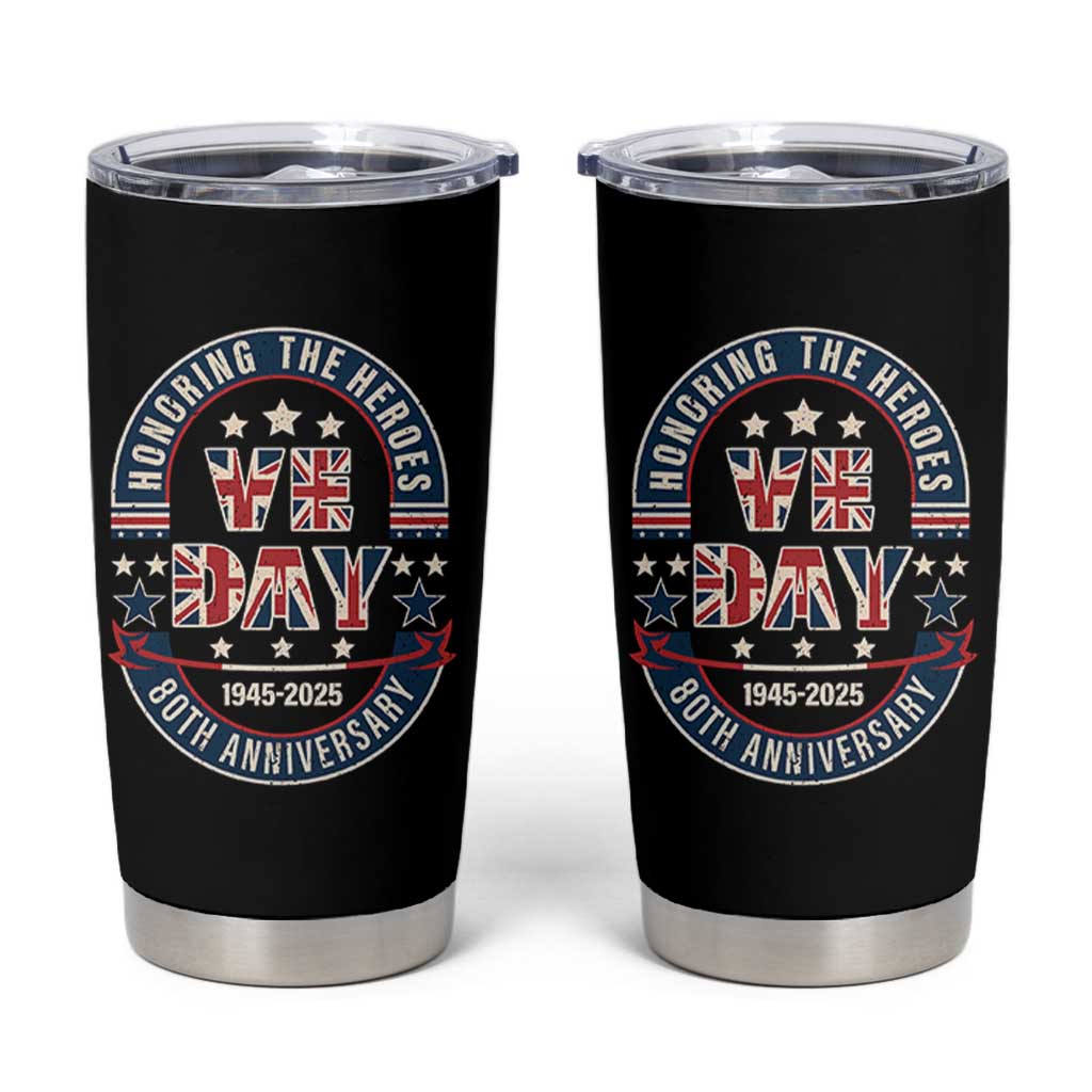 VE Day 80th Anniversary Tumbler Cup 2025 Patriotic WWII Remembrance Vintage