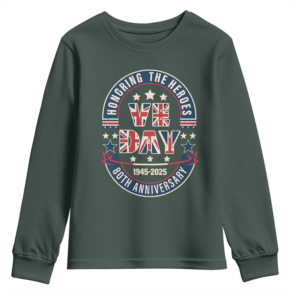 VE Day 80th Anniversary Youth Sweatshirt 2025 Patriotic WWII Remembrance Vintage