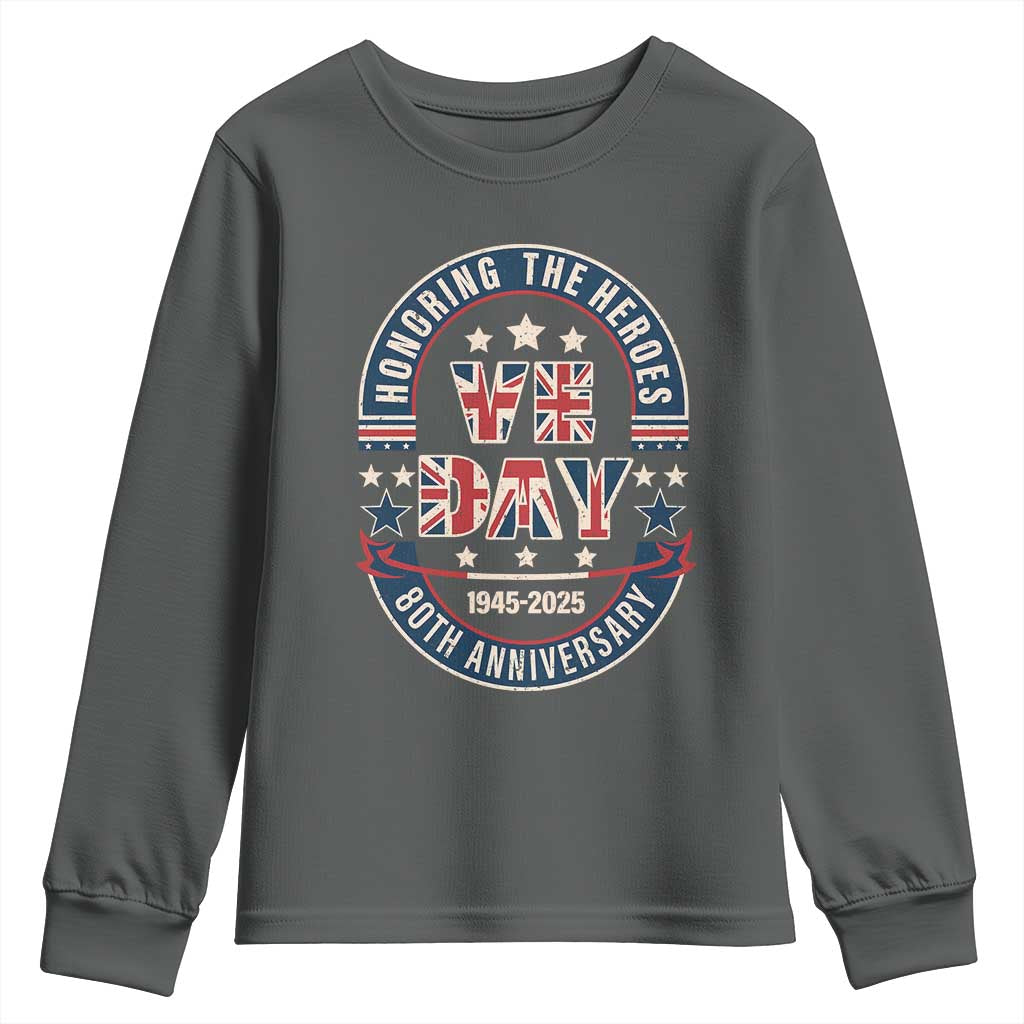 VE Day 80th Anniversary Youth Sweatshirt 2025 Patriotic WWII Remembrance Vintage