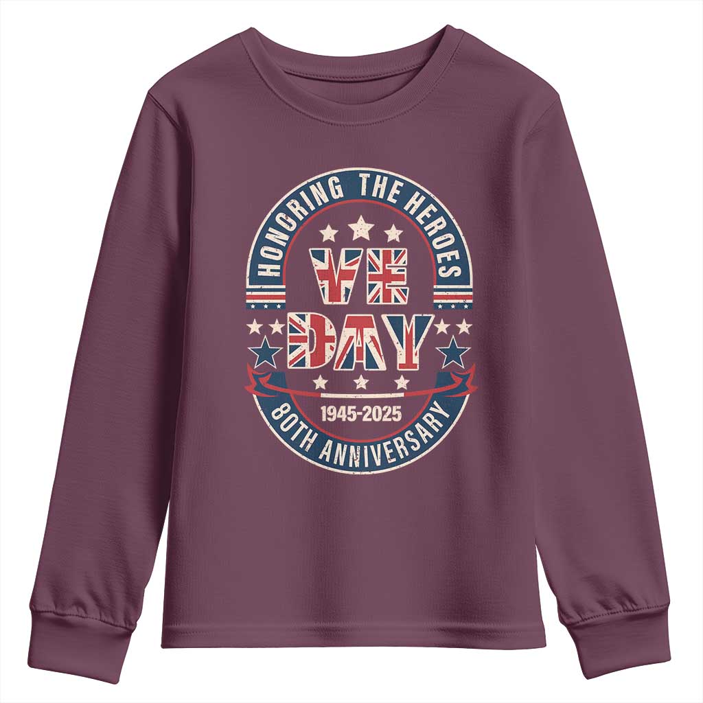 VE Day 80th Anniversary Youth Sweatshirt 2025 Patriotic WWII Remembrance Vintage