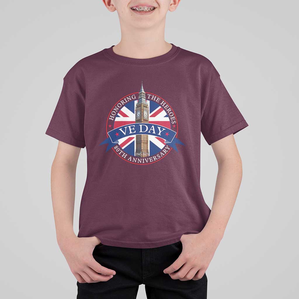VE Day 80th Anniversary T Shirt For Kid WWII Remembrance 2025 Celebrations London