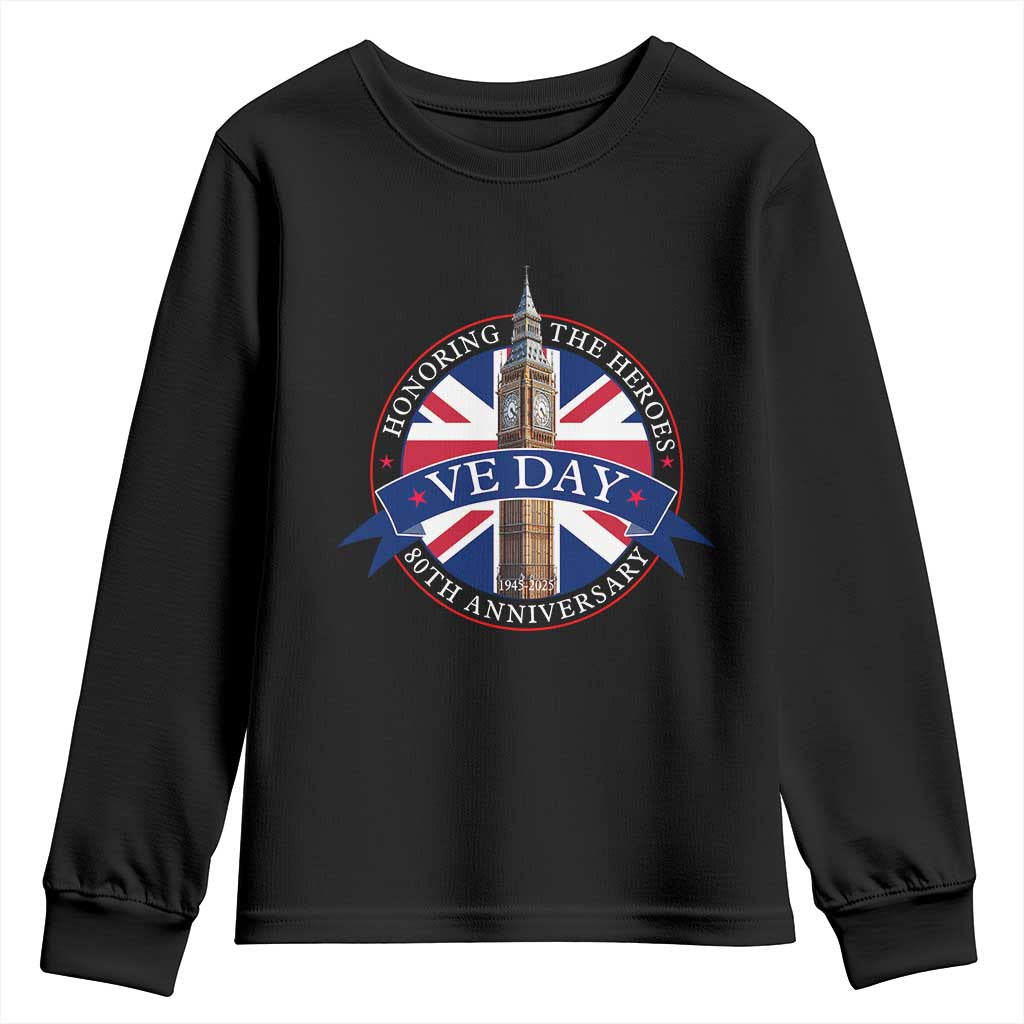 VE Day 80th Anniversary Youth Sweatshirt WWII Remembrance 2025 Celebrations London