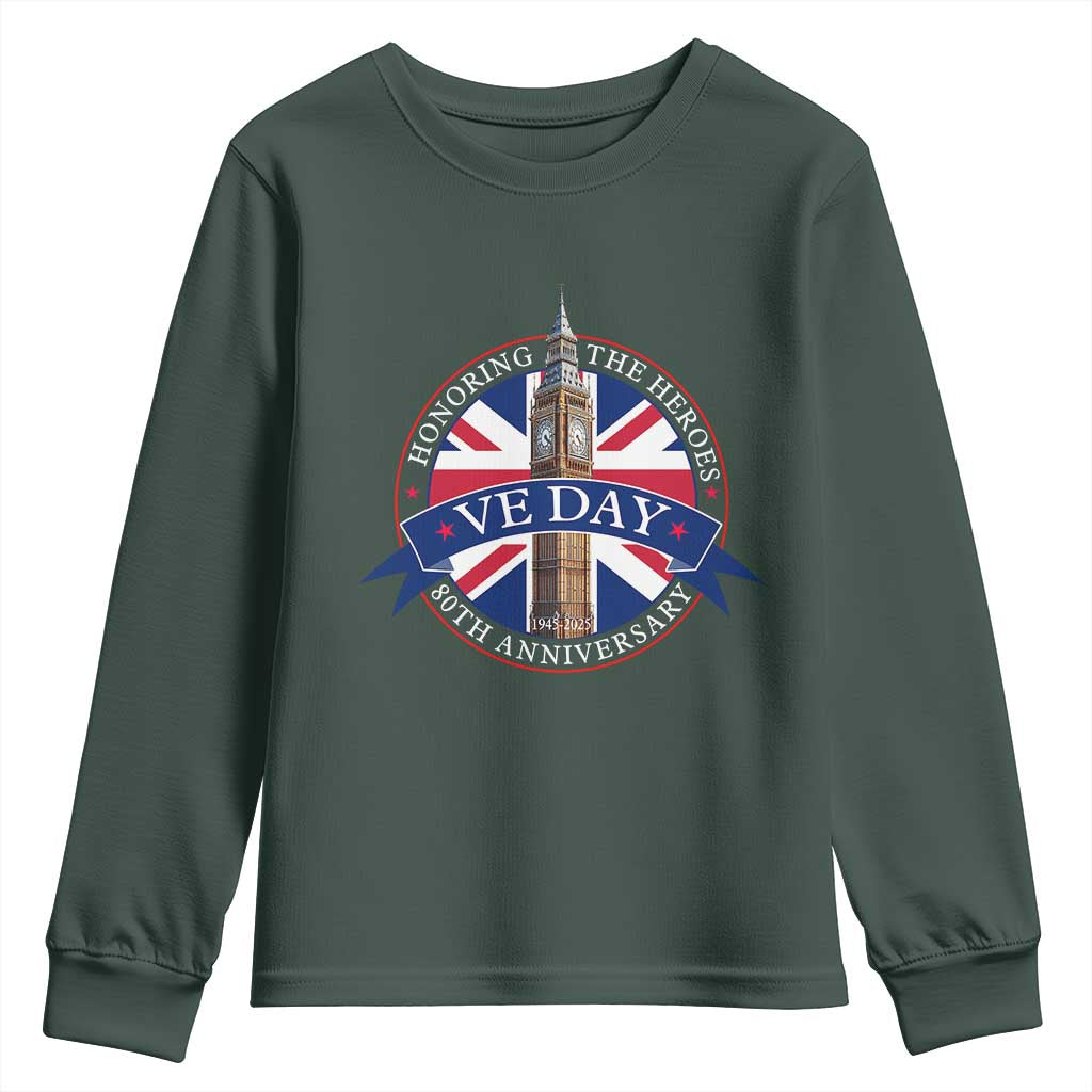 VE Day 80th Anniversary Youth Sweatshirt WWII Remembrance 2025 Celebrations London