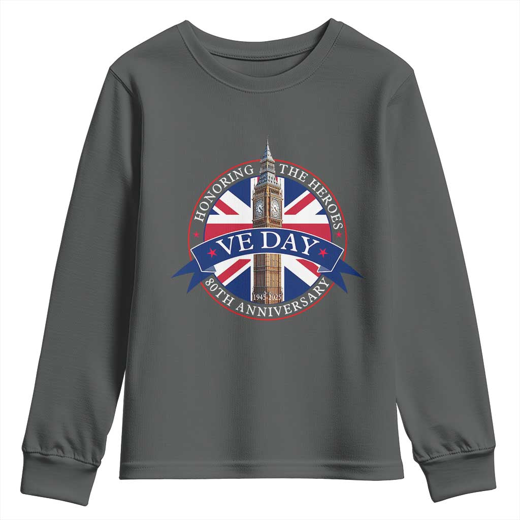 VE Day 80th Anniversary Youth Sweatshirt WWII Remembrance 2025 Celebrations London