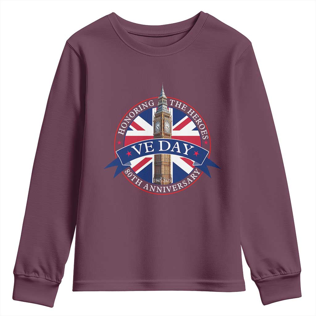 VE Day 80th Anniversary Youth Sweatshirt WWII Remembrance 2025 Celebrations London