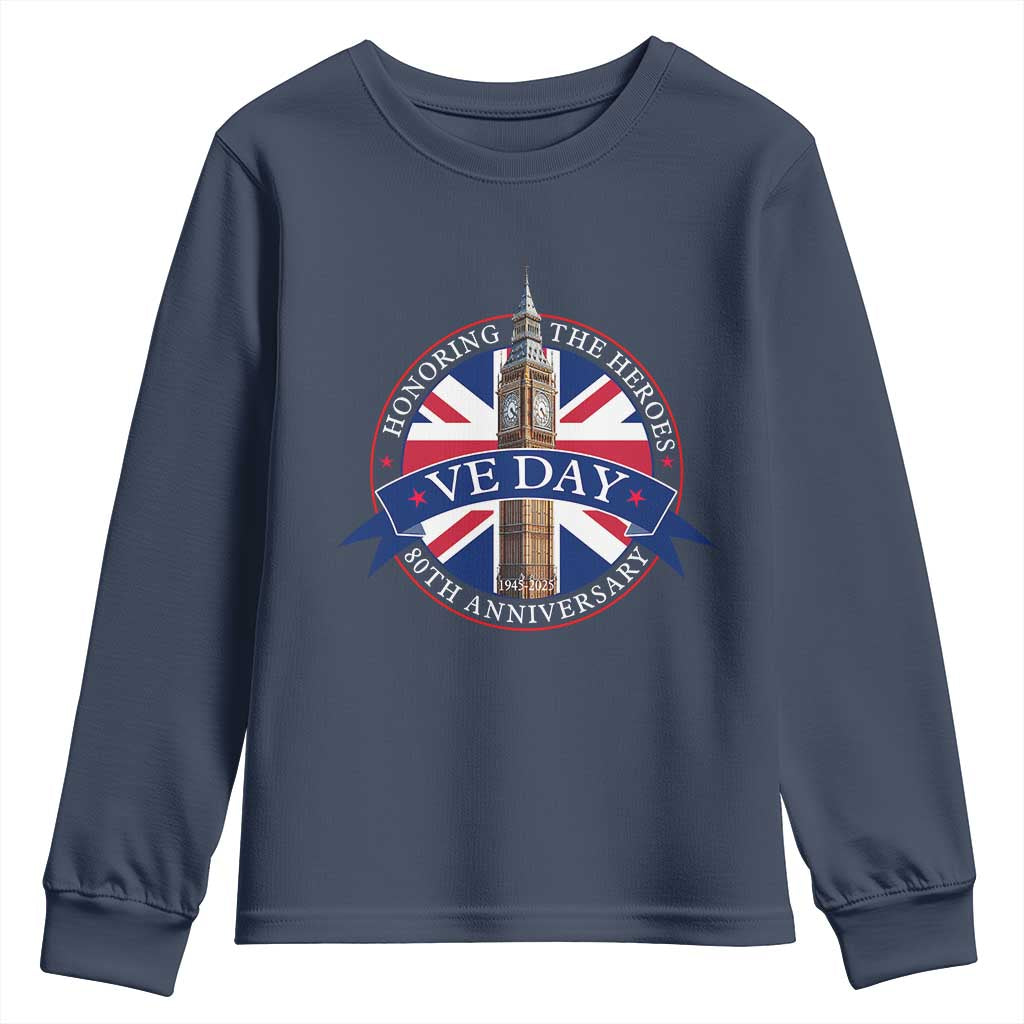 VE Day 80th Anniversary Youth Sweatshirt WWII Remembrance 2025 Celebrations London