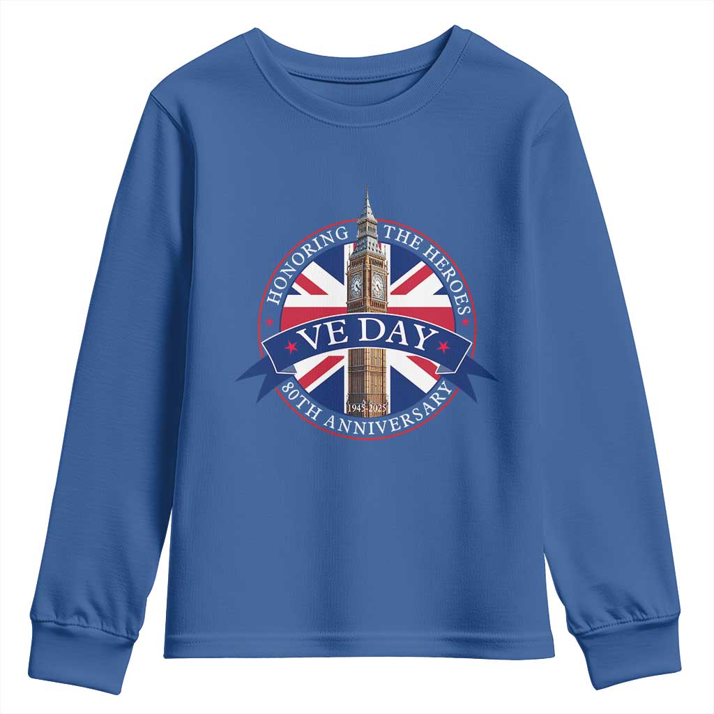 VE Day 80th Anniversary Youth Sweatshirt WWII Remembrance 2025 Celebrations London