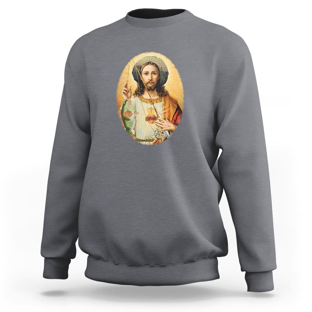 Funny Fishing Sweatshirt Funny Jesus Gone Fishing Jesus Relaxing Funny Fishing Gifts For Men Women Fisherman - Wonder Print Shop