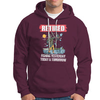 Funny Fishing Hoodie Retired Fishing Yesterday Today and Tomorrow Funny Fishing Skeleton Officially Retirement Funny Fishing Gifts For Men Fisherman Fishing Buddy - Wonder Print Shop