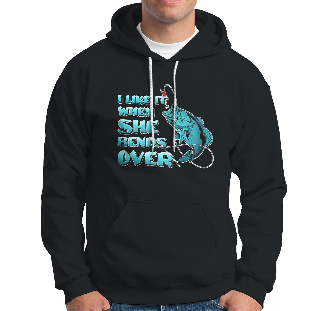 Funny Fishing Hoodie I Like It When She Bends Over But I Love It When She Tugs On My Worm And Swallows Funny Fisherman Fishing Gag Gift for Men Angler - Wonder Print Shop
