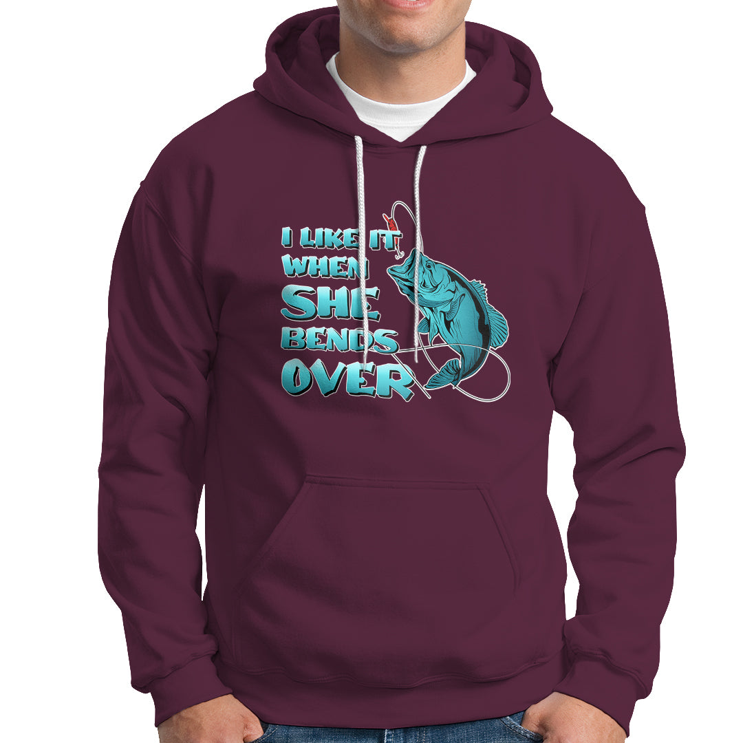 Funny Fishing Hoodie I Like It When She Bends Over But I Love It When She Tugs On My Worm And Swallows Funny Fisherman Fishing Gag Gift for Men Angler - Wonder Print Shop
