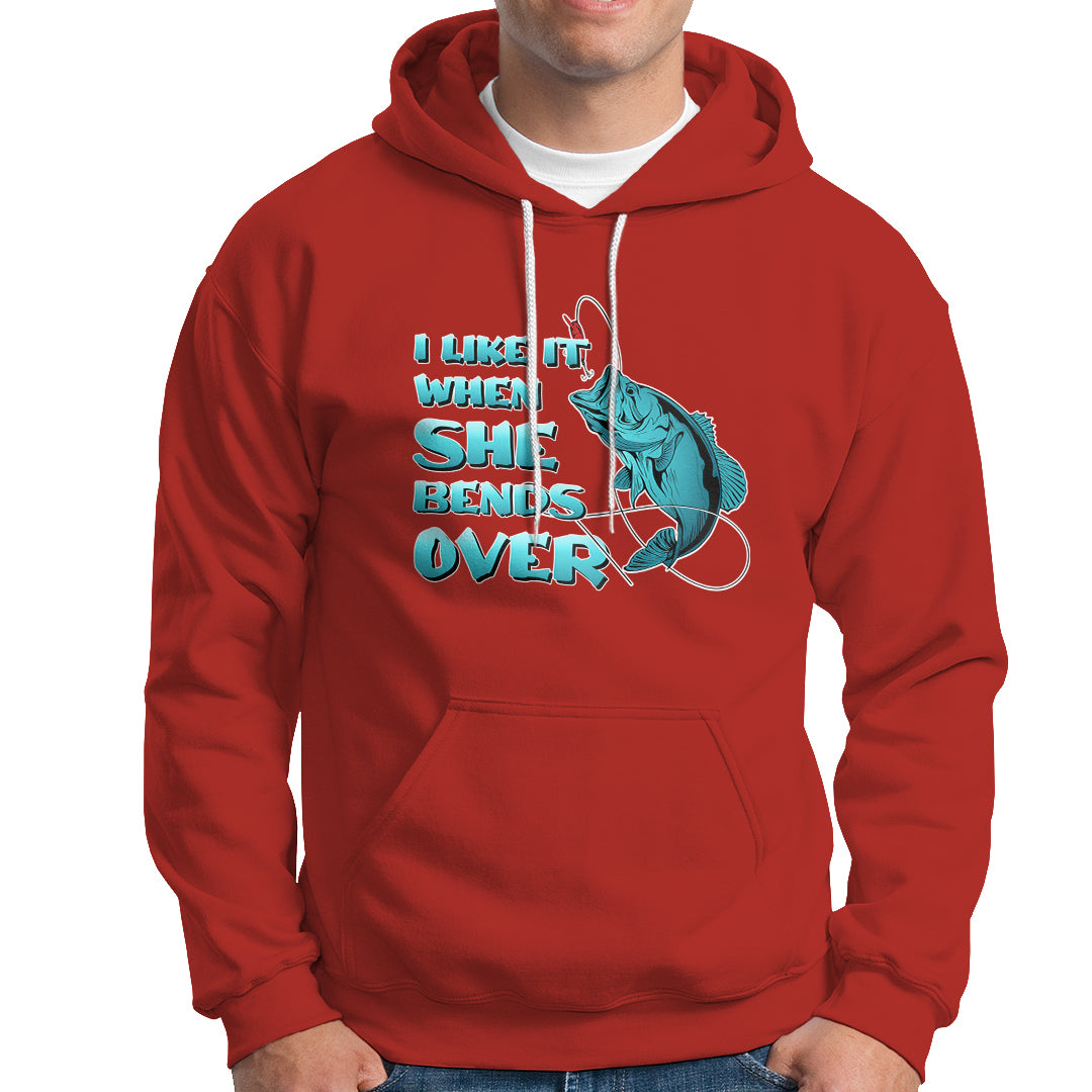 Funny Fishing Hoodie I Like It When She Bends Over But I Love It When She Tugs On My Worm And Swallows Funny Fisherman Fishing Gag Gift for Men Angler - Wonder Print Shop
