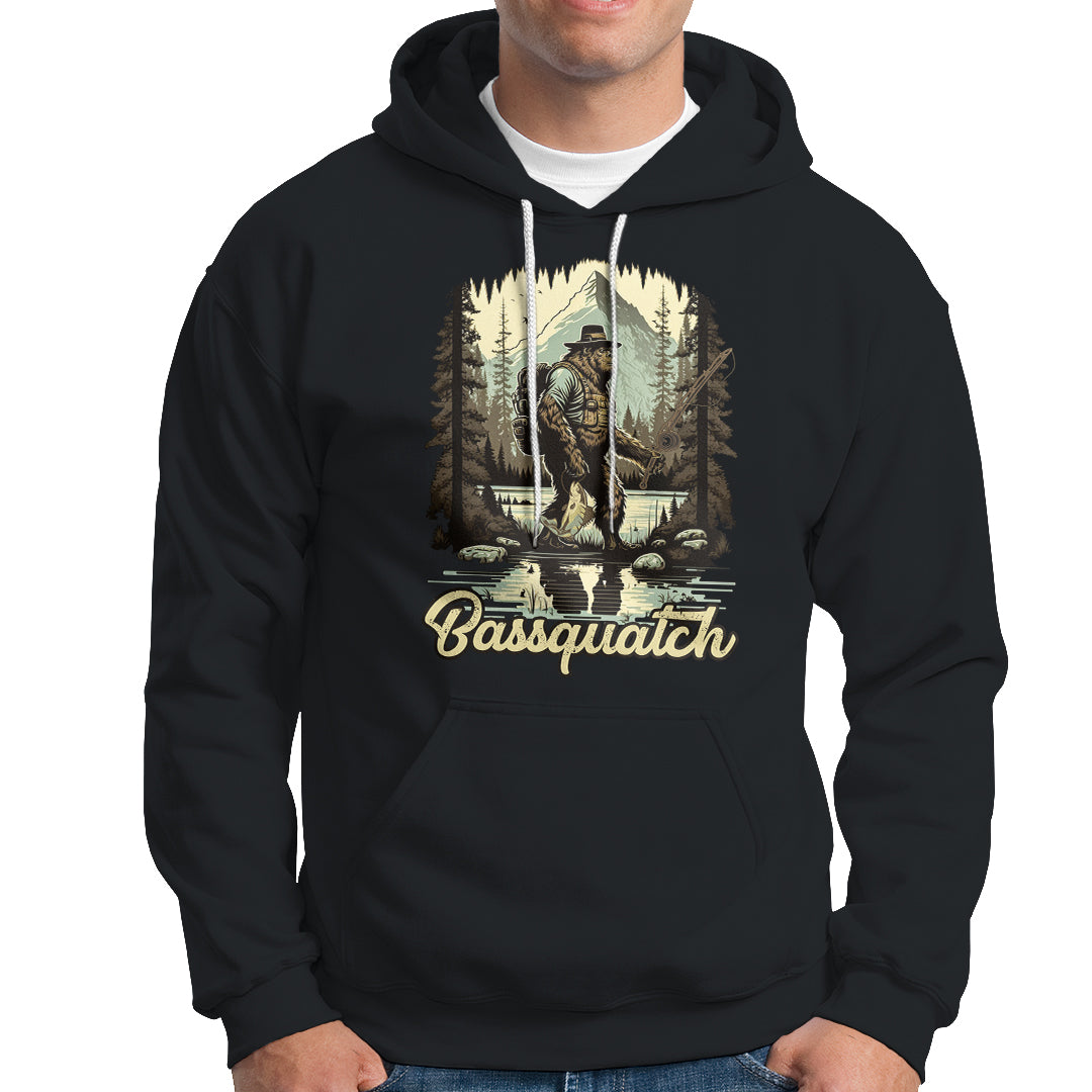 Funny Fishing Hoodie Bigfoot Fishing Outdoor Bigfoot Team Sasquatch Hunting Fishing Gifts For Men Women Fisherman - Wonder Print Shop