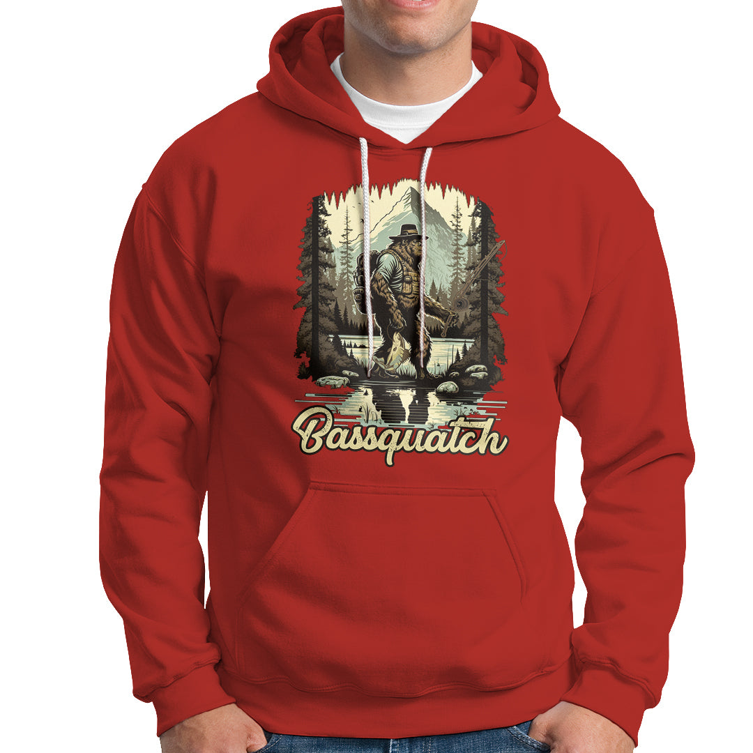Funny Fishing Hoodie Bigfoot Fishing Outdoor Bigfoot Team Sasquatch Hunting Fishing Gifts For Men Women Fisherman - Wonder Print Shop