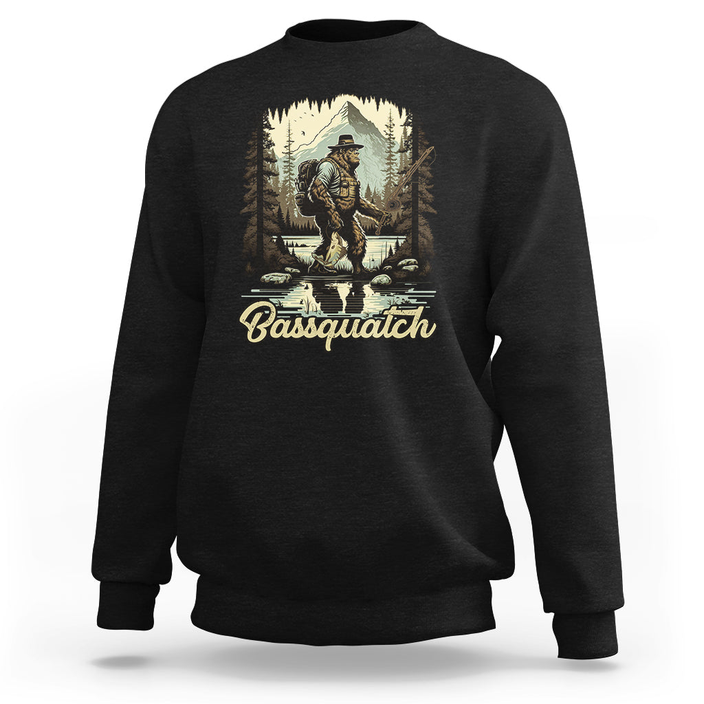 Funny Fishing Sweatshirt Bigfoot Fishing Outdoor Bigfoot Team Sasquatch Hunting Fishing Gifts For Men Women Fisherman - Wonder Print Shop