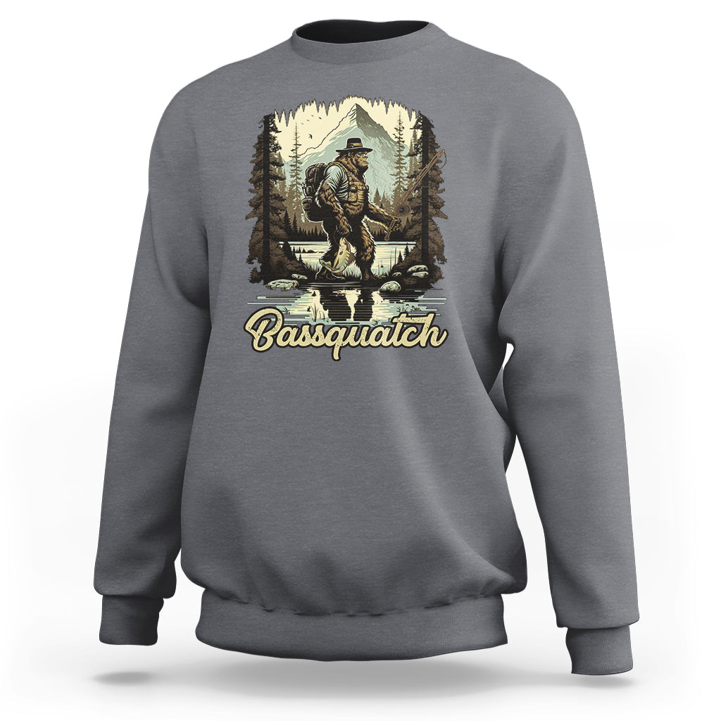 Funny Fishing Sweatshirt Bigfoot Fishing Outdoor Bigfoot Team Sasquatch Hunting Fishing Gifts For Men Women Fisherman - Wonder Print Shop