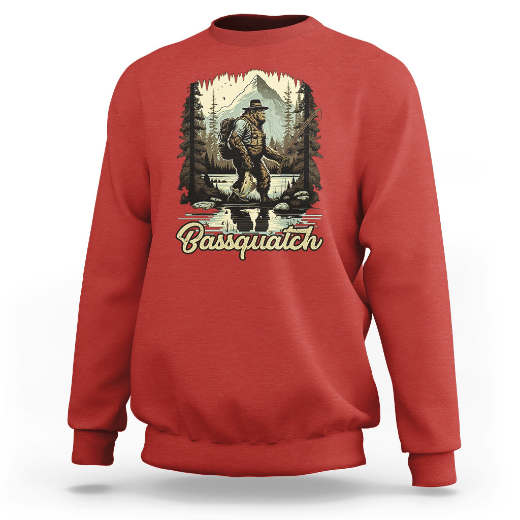 Funny Fishing Sweatshirt Bigfoot Fishing Outdoor Bigfoot Team Sasquatch Hunting Fishing Gifts For Men Women Fisherman - Wonder Print Shop