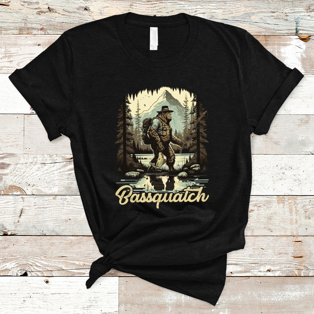 Funny Fishing T Shirt Bigfoot Fishing Outdoor Bigfoot Team Sasquatch Hunting Fishing Gifts For Men Women Fisherman - Wonder Print Shop