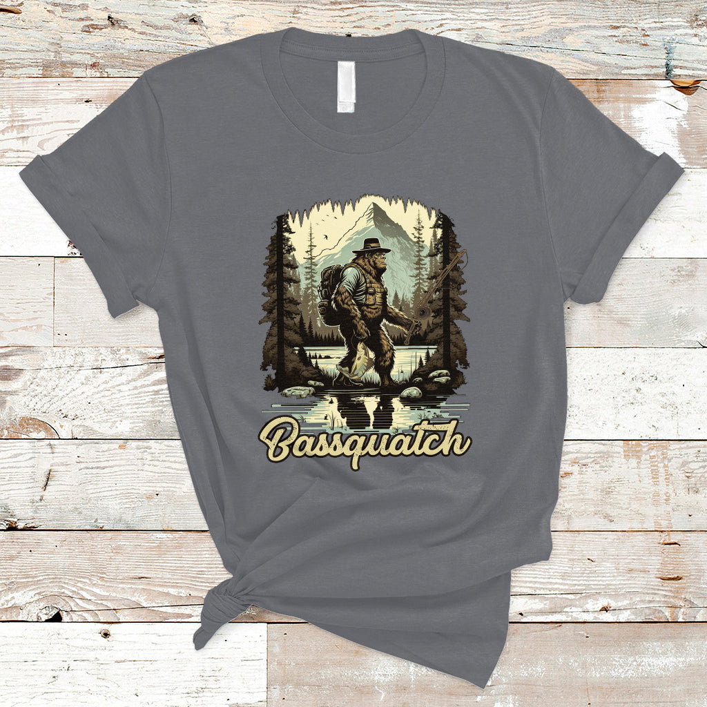 Funny Fishing T Shirt Bigfoot Fishing Outdoor Bigfoot Team Sasquatch Hunting Fishing Gifts For Men Women Fisherman - Wonder Print Shop