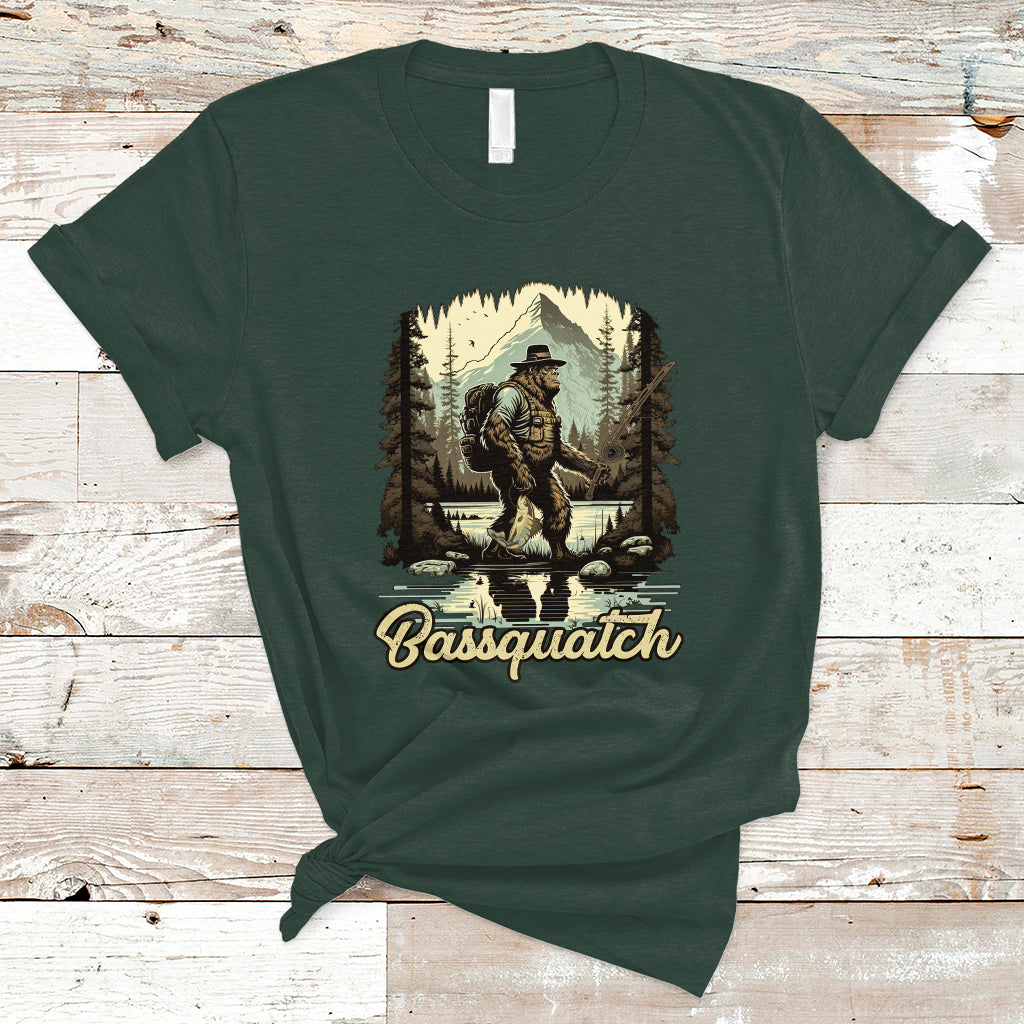 Funny Fishing T Shirt Bigfoot Fishing Outdoor Bigfoot Team Sasquatch Hunting Fishing Gifts For Men Women Fisherman - Wonder Print Shop