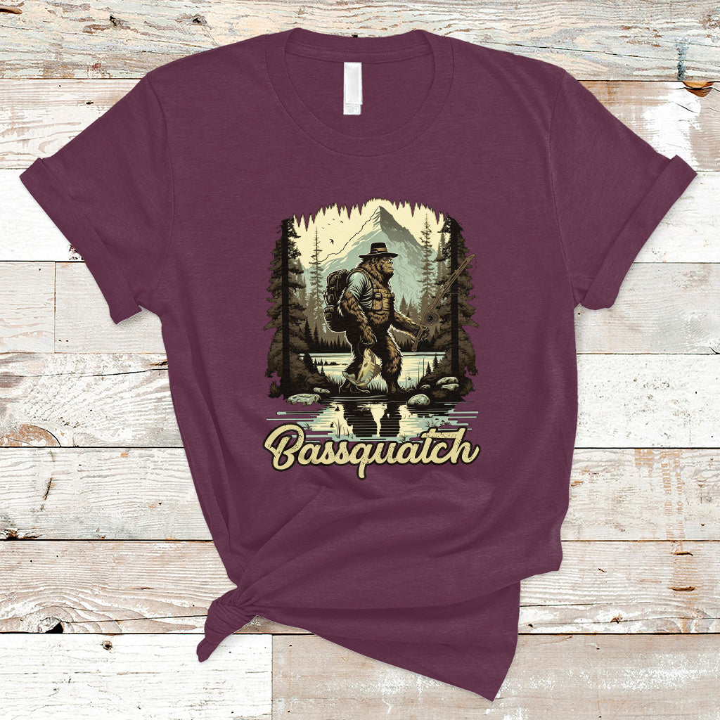 Funny Fishing T Shirt Bigfoot Fishing Outdoor Bigfoot Team Sasquatch Hunting Fishing Gifts For Men Women Fisherman - Wonder Print Shop