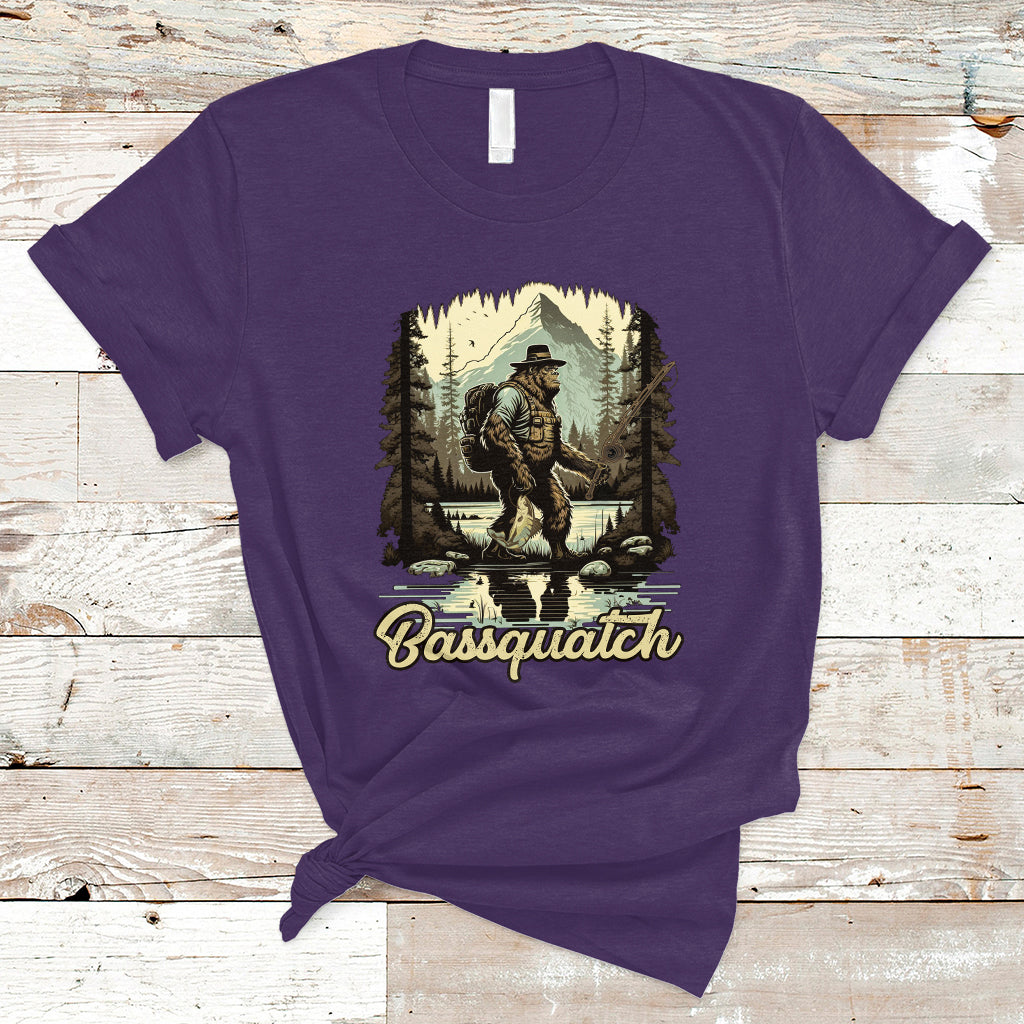 Funny Fishing T Shirt Bigfoot Fishing Outdoor Bigfoot Team Sasquatch Hunting Fishing Gifts For Men Women Fisherman - Wonder Print Shop
