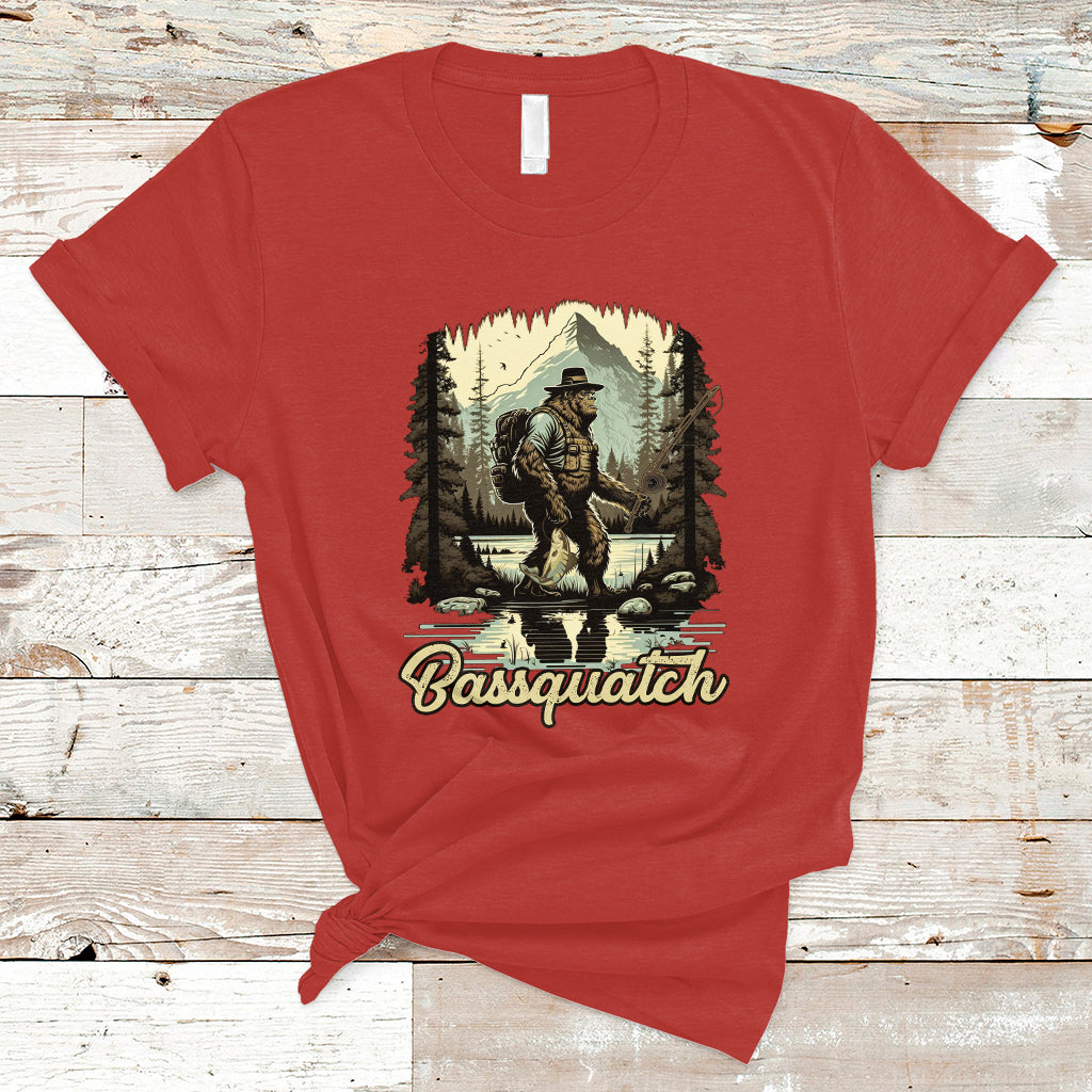 Funny Fishing T Shirt Bigfoot Fishing Outdoor Bigfoot Team Sasquatch Hunting Fishing Gifts For Men Women Fisherman - Wonder Print Shop