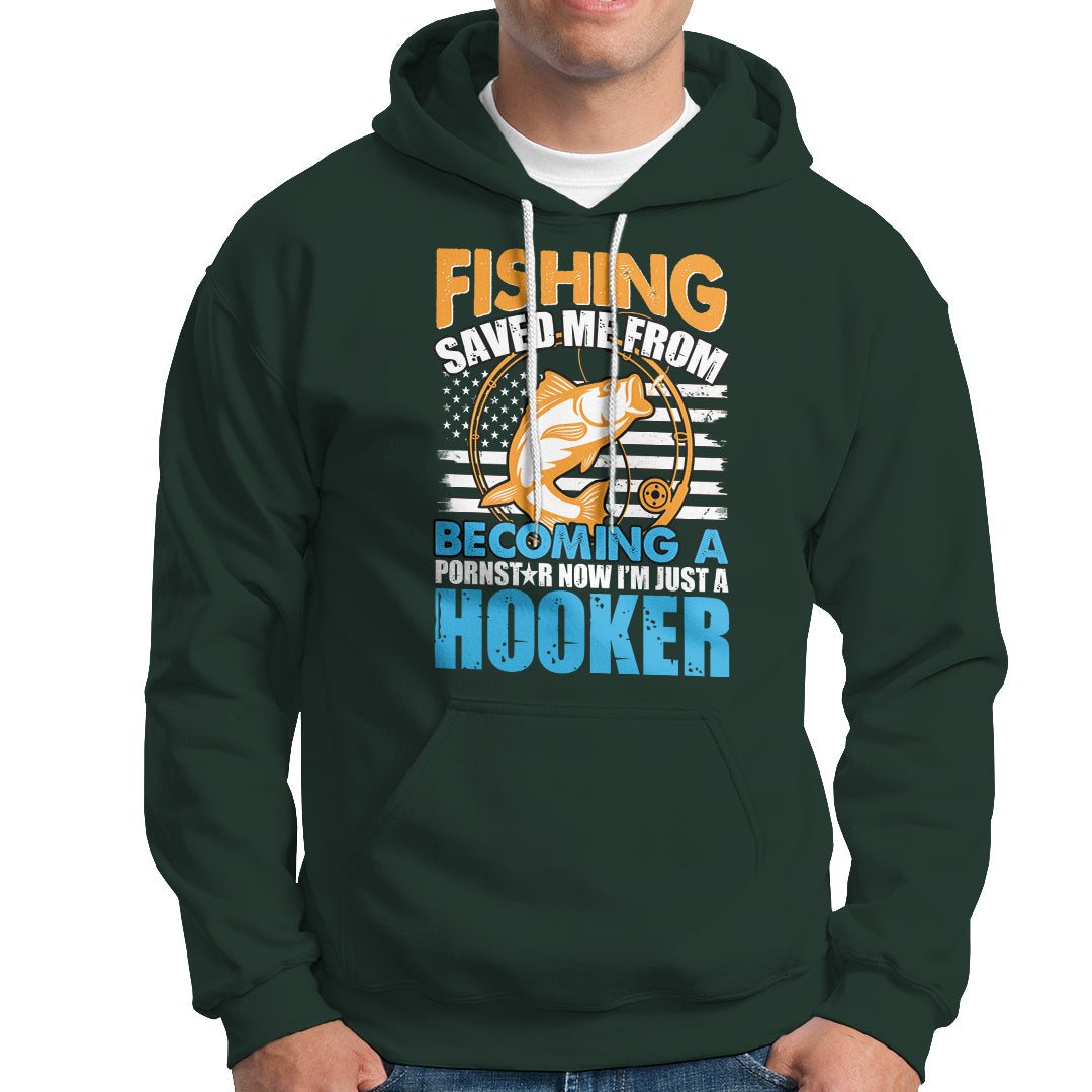 Funny Fishing Hoodie Fishing Save Me Now I'm Just A Hooker Funny American Fisherman Fishing Gift For Men Women Fisherman - Wonder Print Shop
