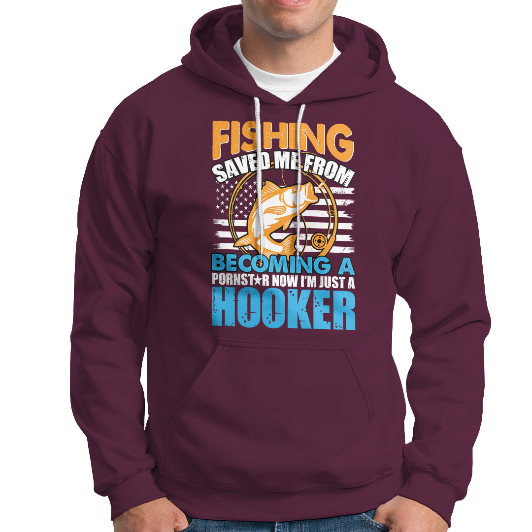 Funny Fishing Hoodie Fishing Save Me Now I'm Just A Hooker Funny American Fisherman Fishing Gift For Men Women Fisherman - Wonder Print Shop