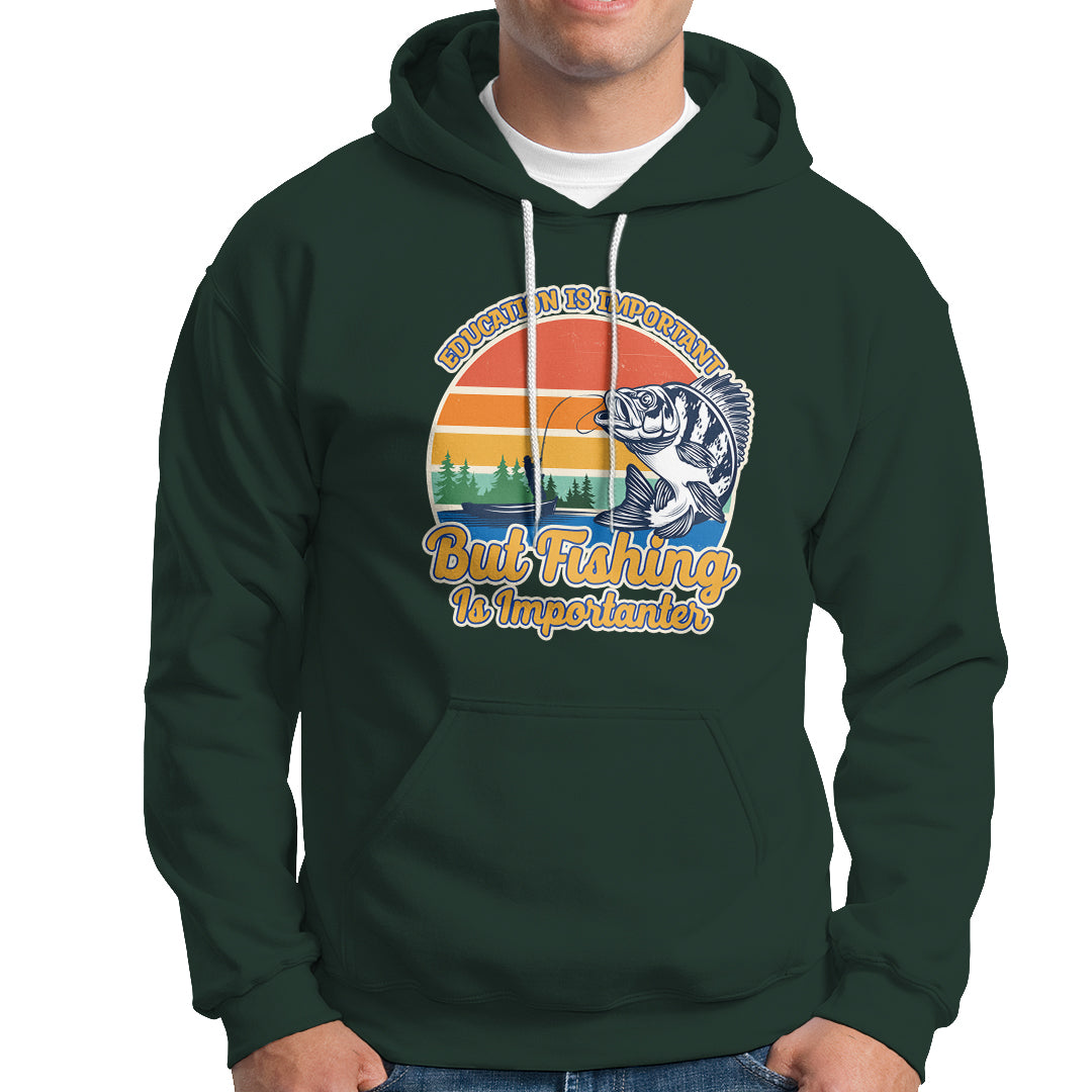 Funny Fishing Hoodie Education Is Important But Fishing Is Importanter Boat Fishing Fishing Hobbies Funny Fishing Gifts For Men Fisherman - Wonder Print Shop