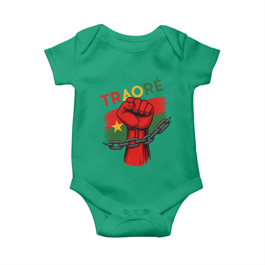 Traoré 2025 Burkina Faso Flag Baby Onesie Raised Fist Broken Chains