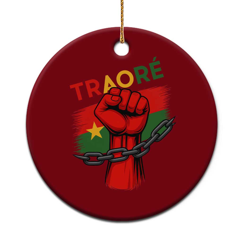 Traoré 2025 Burkina Faso Flag Ceramic Ornament Raised Fist Broken Chains - Wonder Print Shop