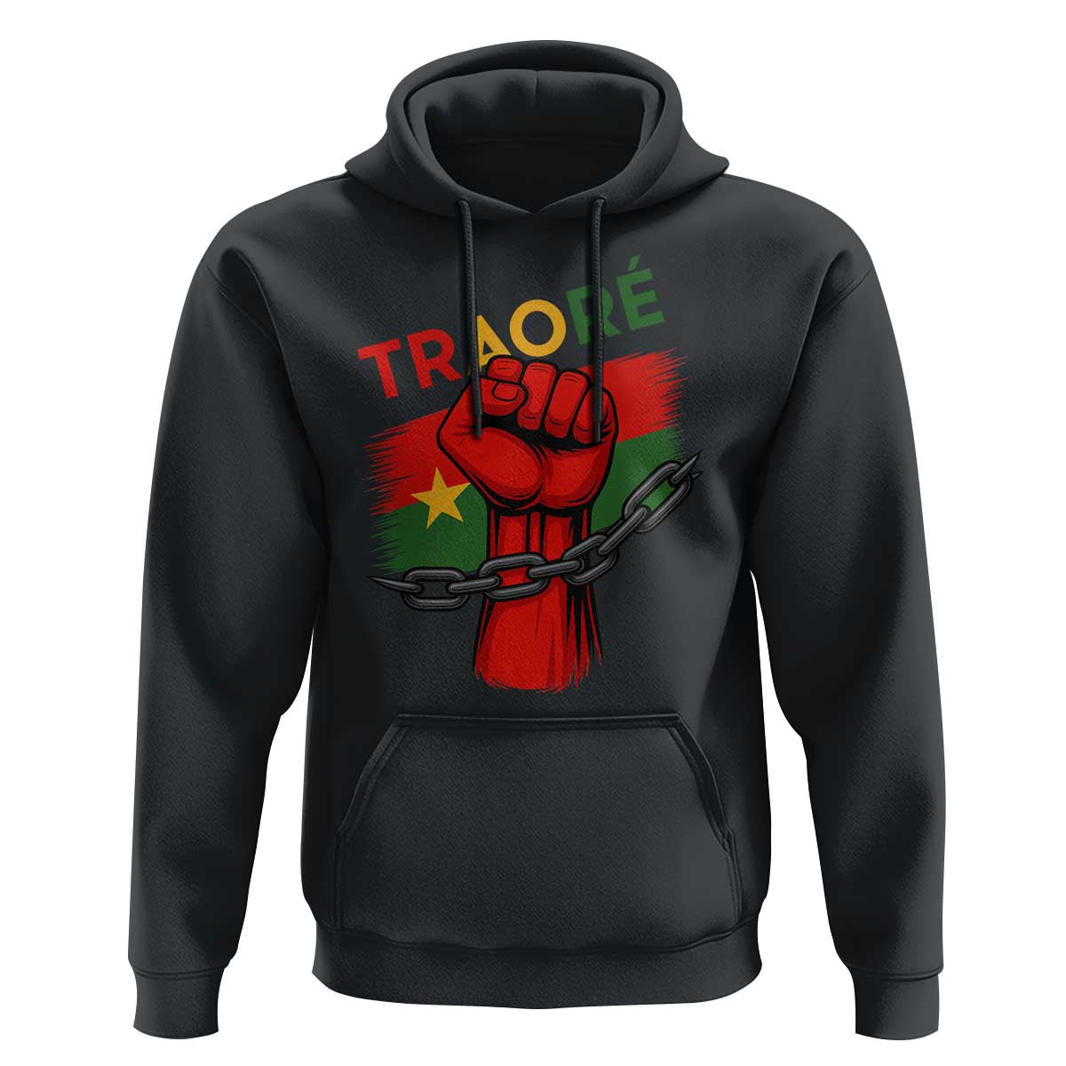Traoré 2025 Burkina Faso Flag Hoodie Raised Fist Broken Chains