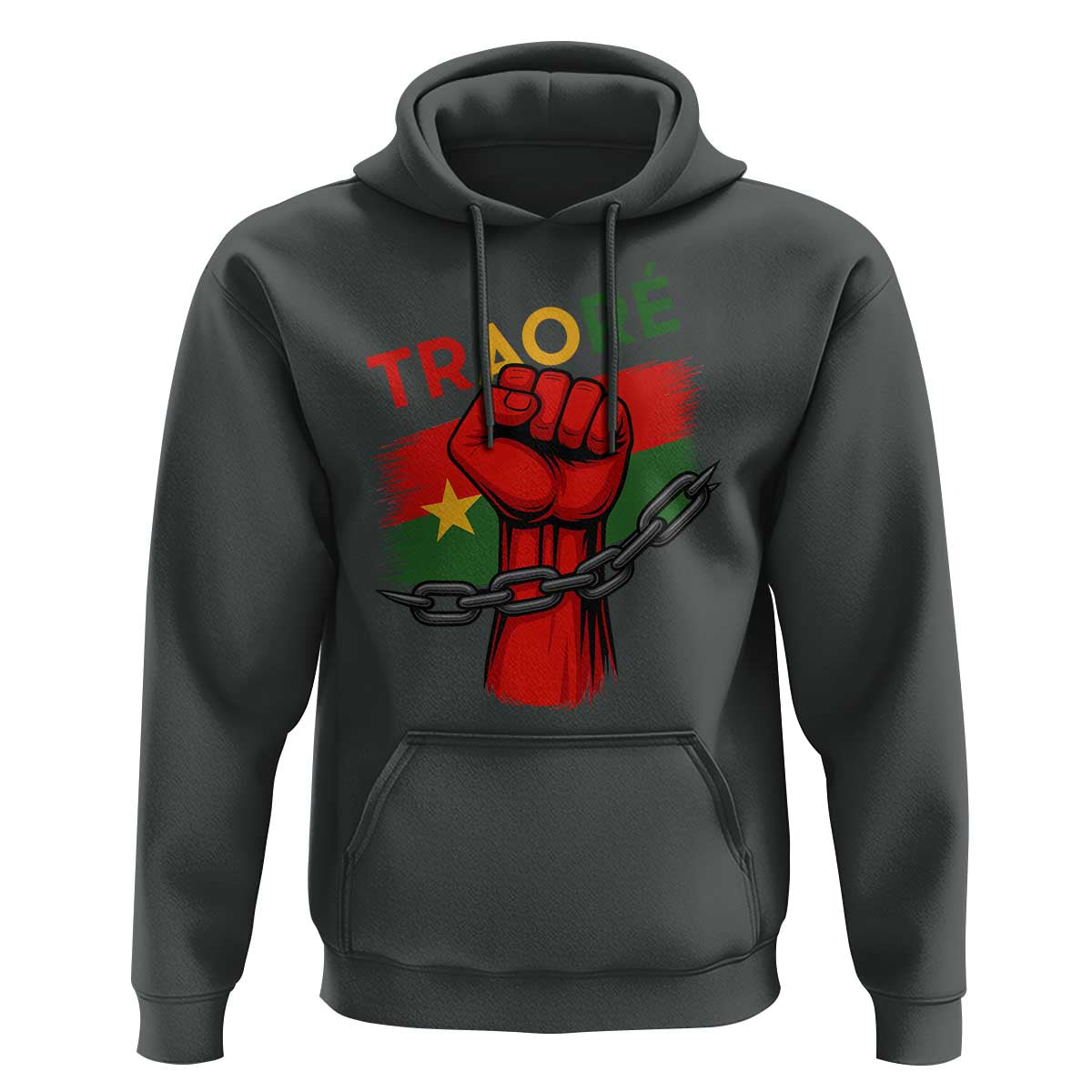 Traoré 2025 Burkina Faso Flag Hoodie Raised Fist Broken Chains