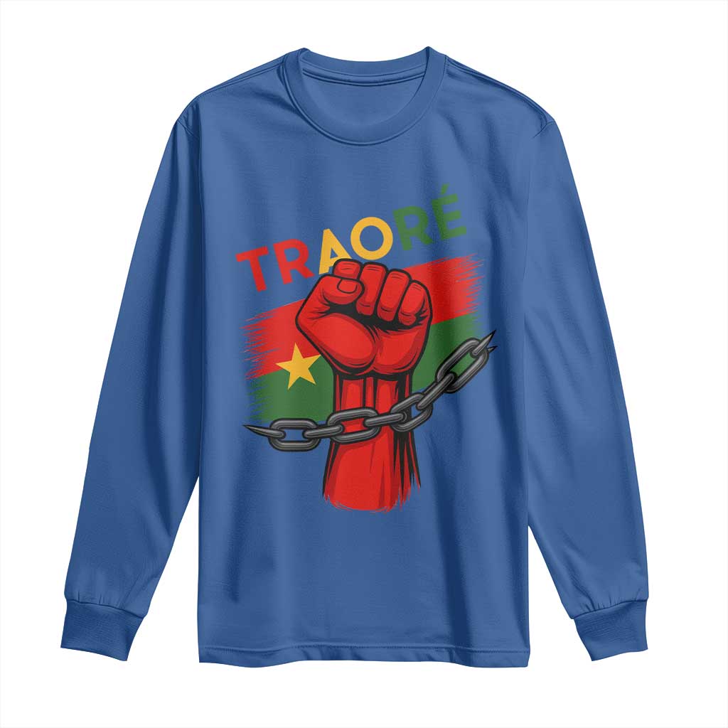 Traoré 2025 Burkina Faso Flag Long Sleeve Shirt Raised Fist Broken Chains
